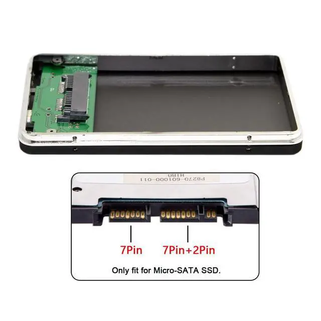 Alt view image 3 of 7 - USB2.0 480Mbps to 1.8 inch Micro SATA 16pin 7+9 SSD HDD External Hard Disk Enclosure