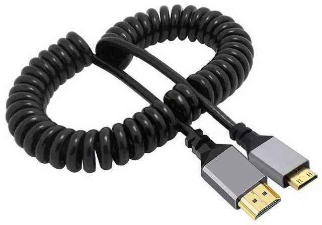 Main image of 4K 60hz Mini HDMI 2.0 Male to Male HDMI Stretch Coiled Cable Straight Connector for HDTV Monitor Computer Laptop