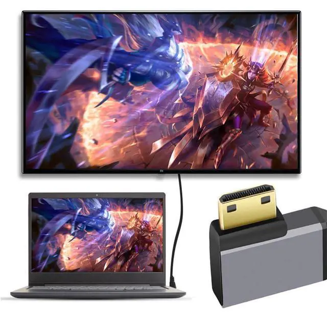 Alt view image 5 of 7 - 4K 60hz Mini HDMI 2.0 Male to Male HDMI Stretch Coiled Cable 90 Degree Right Angled for HDTV Monitor Computer Laptop