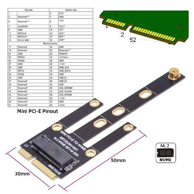 Alt view image 3 of 7 - NVME M.2 SSD to Mini PCI-E Motherboard SSD Expansion Card Adapter for 2230/2242/2260/2280mm(mSATA Interface not Supported)