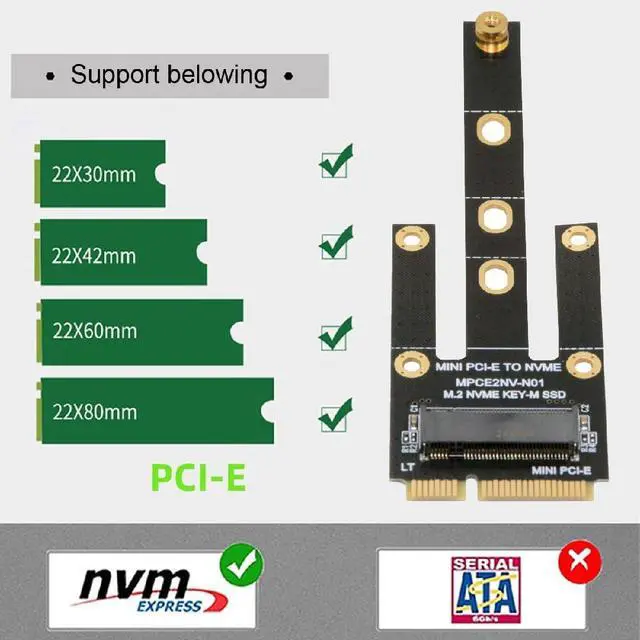 Alt view image 7 of 7 - NVME M.2 SSD to Mini PCI-E Motherboard SSD Expansion Card Adapter for 2230/2242/2260/2280mm(mSATA Interface not Supported)