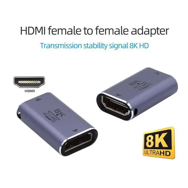 Alt view image 6 of 7 - HDMI Female to Female HDMI 2.1 UHD Extension Gold Converter Adapter Support 8K 60hz HDTV
