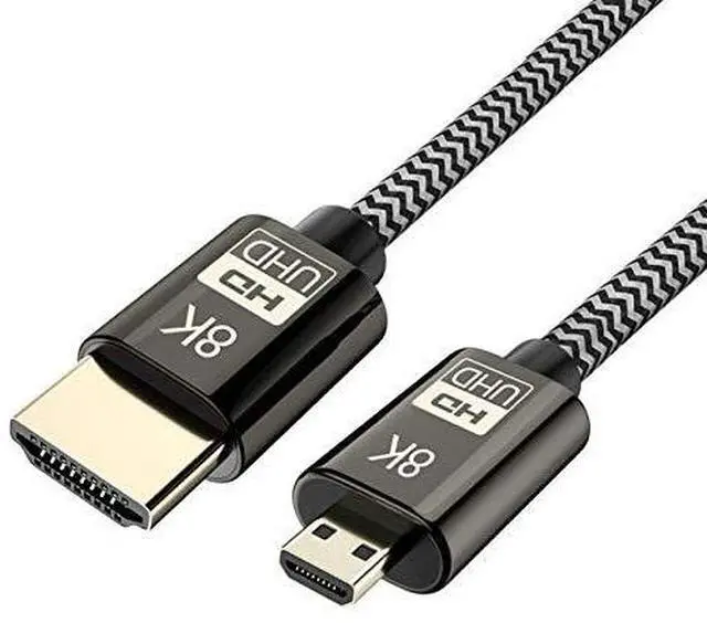 Main image of Micro HDMI to HDMI 2.1 Ultra-HD UHD 8K 60hz 4K 120hz Cable 48Gbs HDMI Cord for Camera Tablet 1.5M