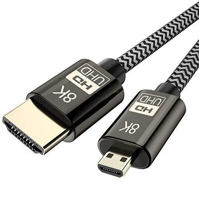 Alt view image 2 of 7 - Micro HDMI to HDMI 2.1 Ultra-HD UHD 8K 60hz 4K 120hz Cable 48Gbs HDMI Cord for Camera Tablet 1.5M