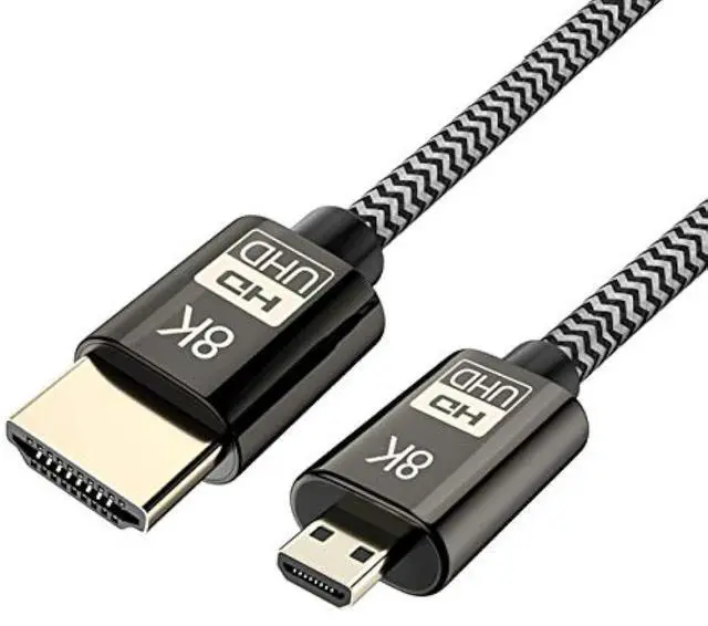 Main image of Micro HDMI to HDMI 2.1 Ultra-HD UHD 8K 60hz 4K 120hz Cable 48Gbs HDMI Cord for Camera Tablet 1M