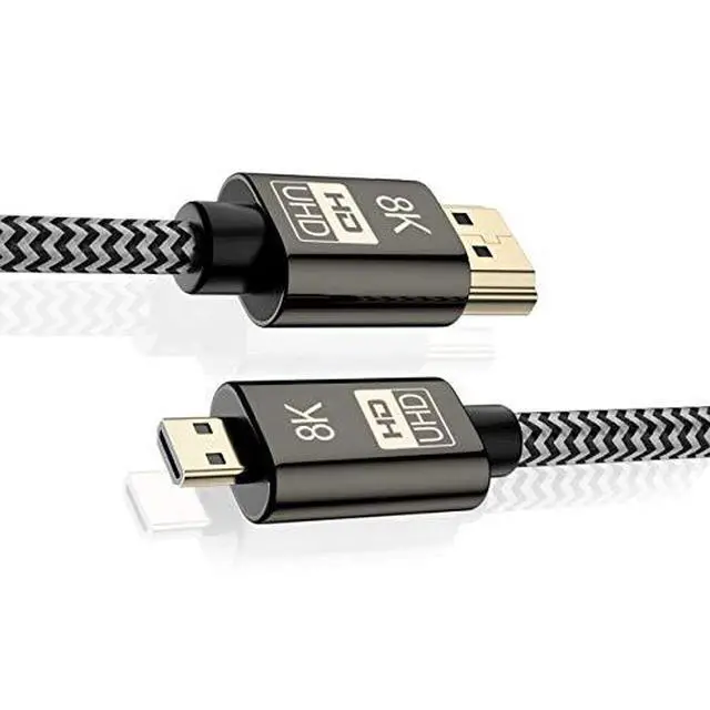 Alt view image 3 of 7 - Micro HDMI to HDMI 2.1 Ultra-HD UHD 8K 60hz 4K 120hz Cable 48Gbs HDMI Cord for Camera Tablet 1.5M