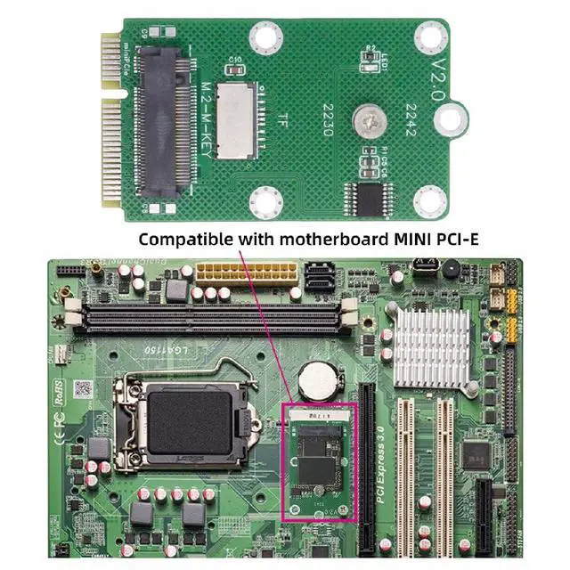 Alt view image 3 of 7 - 2 in 1 M.2 NVME SSD/Micro SD TF Card to Mini PCI-E Motherboard SSD Expansion Card Adapter(mSATA Interface not Supported)