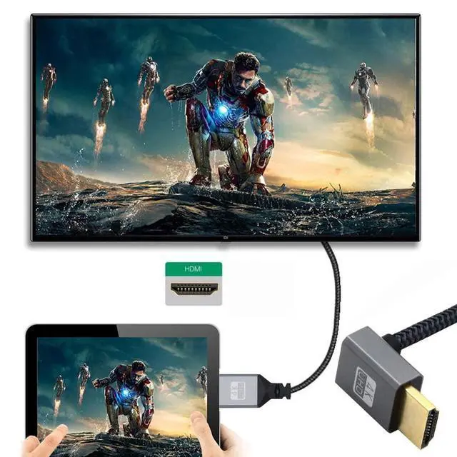 Alt view image 6 of 7 - HDMI 1.4 Type A Extension Cable Male to A Female Support HDTV 4K 60hz 3D Down Angled 90 Degree