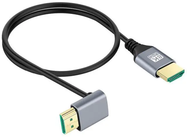Main image of Ultra Thin HDTV HDMI 2.1 Male to Male Cable 8K 4K Hyper Super Flexible Slim Cord 90 Degree Up Angled Type-A for Computer HDTV 50cm