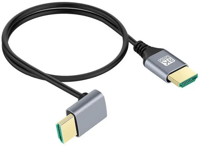 Main image of Ultra Thin HDTV HDMI 2.1 Male to Male Cable 8K 4K Hyper Super Flexible Slim Cord 90 Degree Down Angled Type-A for Computer HDTV 50cm
