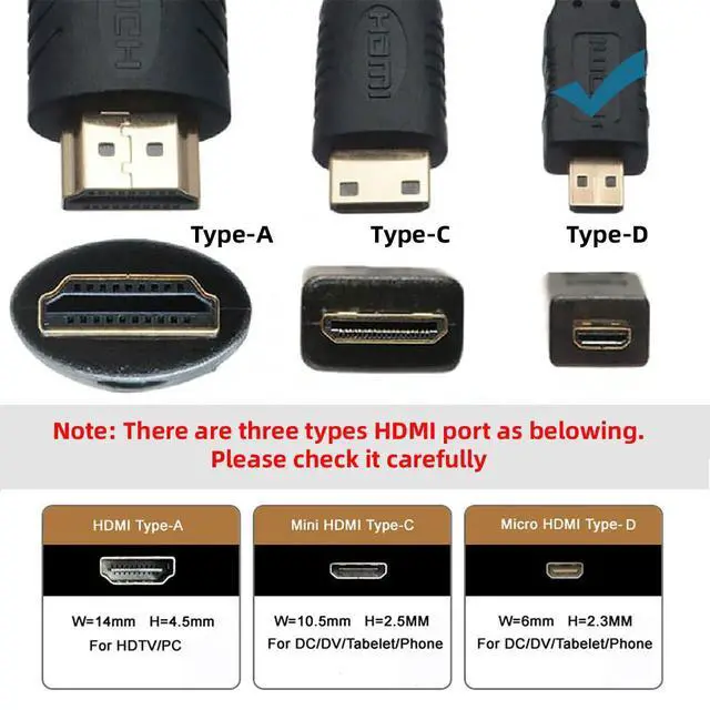 Alt view image 5 of 7 - UHD 4K DVI 24+1 to Micro HDMI 1.4 Male to Female Type D Extension Cable for HDTV Graphics Card Computer