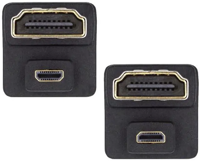 Main image of 2pcs/Set Micro HDMI 1.4 Type-D Male to HDMI Female Port Saver Opposite U Shape Back Angled Up & Down 360 Degree Extension Adapter