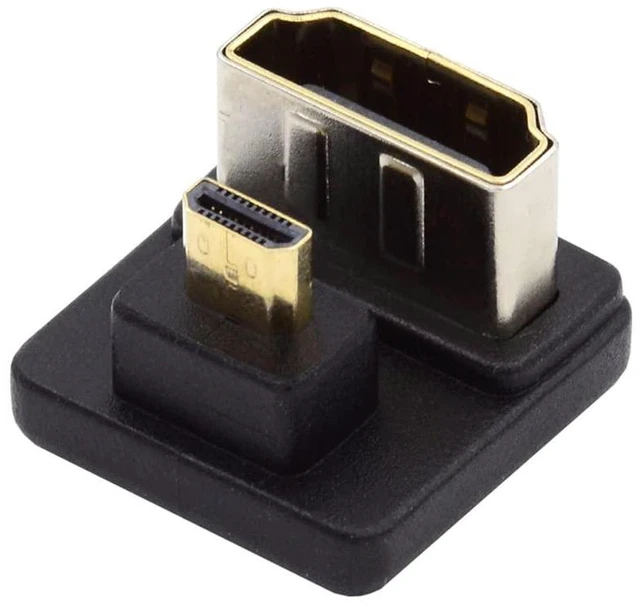 Main image of Type-D Micro HDMI 1.4 Male to HDMI Female Port Savers Opposite U Shape Back 360 Degree Up Angled Extension Adapter Converter