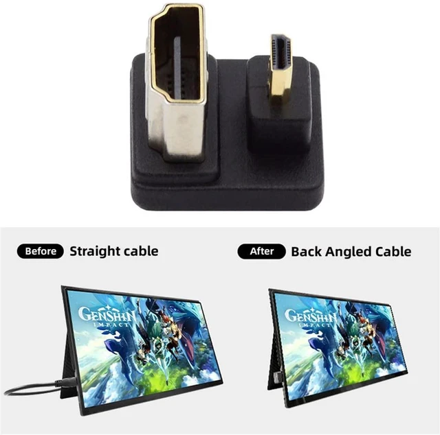 Alt view image 5 of 7 - Type-D Micro HDMI 1.4 Male to HDMI Female Port Savers Opposite U Shape Back 360 Degree Up Angled Extension Adapter Converter