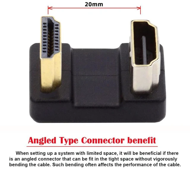Alt view image 2 of 7 - Type-A Standard HDMI 1.4 Male to HDMI Female Port Savers Down Opposite U Shape Back Angled 360 Degree Extension Adapter Converter
