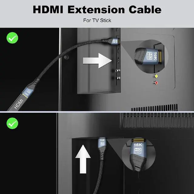 Alt view image 3 of 7 - UHD HDMI 2.2 Type-A to HDMI Male to Female HDTV 16K 8K Extension Cable for HDTV Desktop Laptop Monitor 200CM