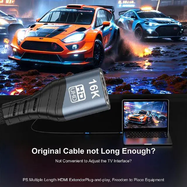 Alt view image 6 of 7 - UHD HDMI 2.2 Type-A to HDMI Male to Female HDTV 16K 8K Extension Cable for HDTV Desktop Laptop Monitor 200CM