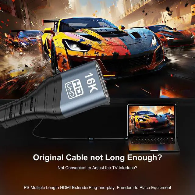Alt view image 7 of 7 - UHD HDMI 2.2 Type-A to HDMI Male to Female HDTV 16K 8K Extension Cable for HDTV Desktop Laptop Monitor 200CM