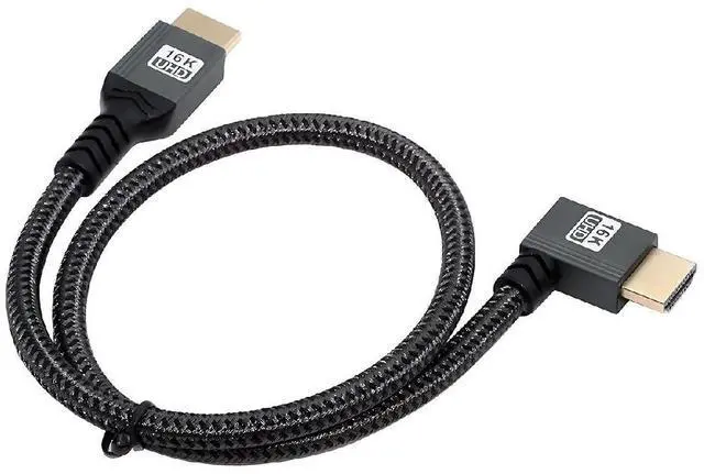 Main image of UHD HDMI 2.2 16K 8K Type-A Male to HDMI Male HDTV Right Angled Cable for HDTV Desktop Laptop Monitor 50cm