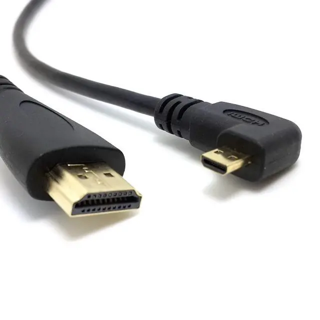 Alt view image 6 of 6 - Right Angled 90 Degree Micro HDMI to HDMI Male HDTV Cable 50cm for Cell Phone & Tablet
