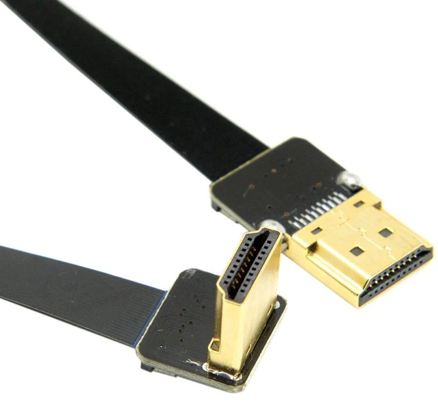 Alt view image 3 of 7 - FPV HDMI Male to Down Angled 90 Degree HDMI Male HDTV FPC Flat Cable 20cm for Multicopter Aerial Photography