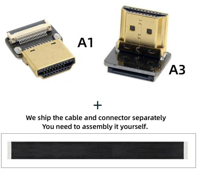 Alt view image 4 of 7 - FPV HDMI Male to Down Angled 90 Degree HDMI Male HDTV FPC Flat Cable 20cm for Multicopter Aerial Photography
