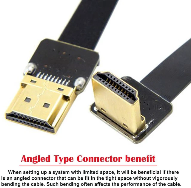 Alt view image 5 of 7 - FPV HDMI Male to Down Angled 90 Degree HDMI Male HDTV FPC Flat Cable 20cm for Multicopter Aerial Photography