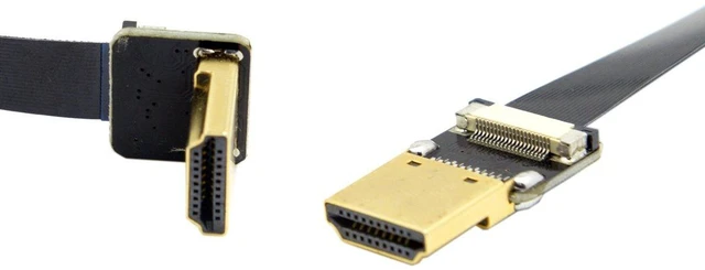 Alt view image 6 of 7 - FPV HDMI Male to Down Angled 90 Degree HDMI Male HDTV FPC Flat Cable 20cm for Multicopter Aerial Photography