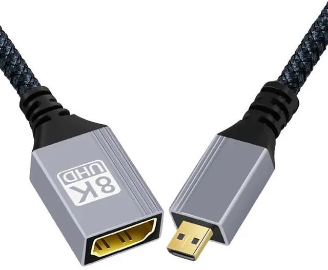 Main image of Micro HDMI 2.1 8K Type-D Male to HDMI Female Extension HDTV Cable for DV Camera Laptop Portable Monitor