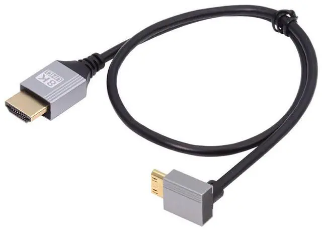 Main image of 8K 4K Mini HDMI 2.1 Ultra Thin HDTV Cable Hyper Super Flexible Slim Cord Type-A to Type-C Up Angled for Camera HDTV 50cm