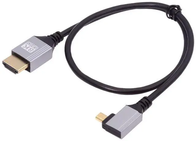 Main image of 8K 4K Ultra Thin Micro HDMI 2.1 HDTV Cable Hyper Super Flexible Slim Cord Type-A to Type-D Left Angled for Camera HDTV 50cm