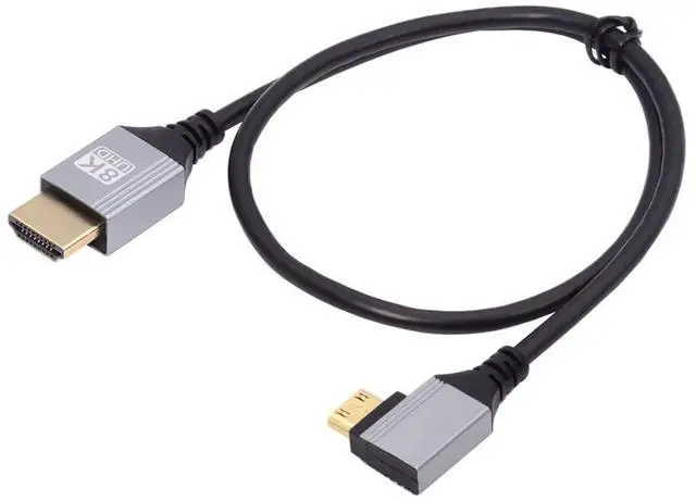 Main image of 8K 4K Mini HDMI 2.1 Ultra Thin HDTV Cable Hyper Super Flexible Slim Cord Type-A to Type-C Left Angled for Camera HDTV 50cm