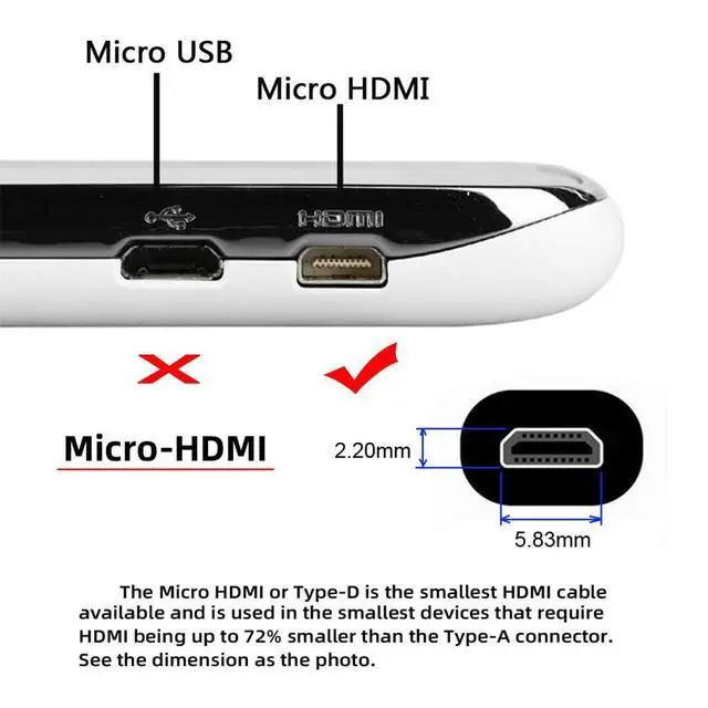 Alt view image 7 of 7 - 8K 4K Ultra Thin Micro HDMI 2.1 HDTV Cable Hyper Super Flexible Slim Cord Type-A to Type-D Down Angled for Camera HDTV 50cm