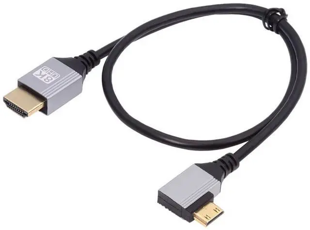 Main image of 8K 4K Mini HDMI 2.1 Ultra Thin HDTV Cable Hyper Super Flexible Slim Cord Type-A to Type-C Right Angled for Camera HDTV 50cm