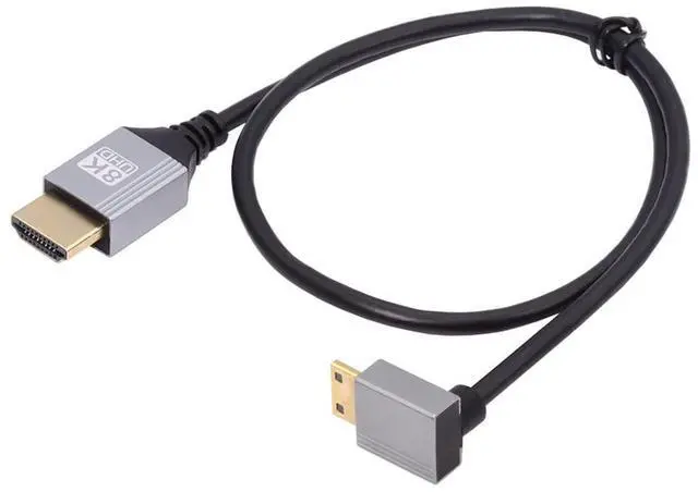 Main image of 8K 4K Mini HDMI 2.1 Ultra Thin HDTV Cable Hyper Super Flexible Slim Cord Type-A to Type-C Down Angled for Camera HDTV 50cm