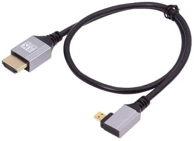 Main image of 8K 4K Ultra Thin Micro HDMI 2.1 HDTV Cable Hyper Super Flexible Slim Cord Type-A to Type-D Right Angled for Camera HDTV 50cm