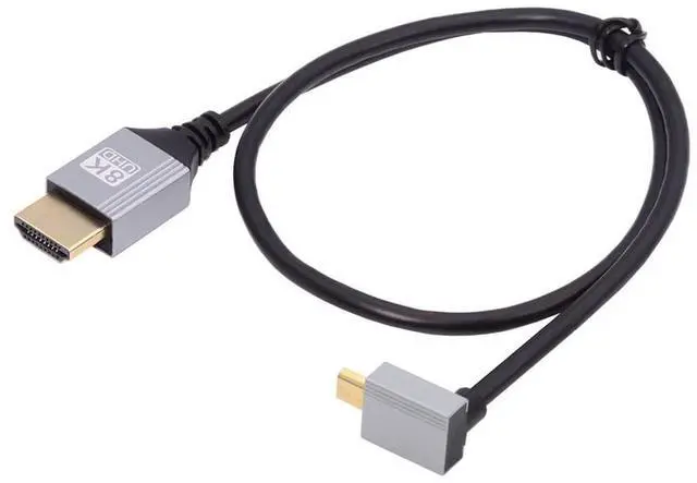 Main image of 8K 4K Ultra Thin Micro HDMI 2.1 HDTV Cable Hyper Super Flexible Slim Cord Type-A to Type-D Up Angled for Camera HDTV 50cm