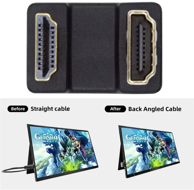Alt view image 5 of 7 - Type-A Standard HDMI 1.4 Male to HDMI Female Port Savers Down Opposite U Shape Back Angled 360 Degree Extension Adapter Converter