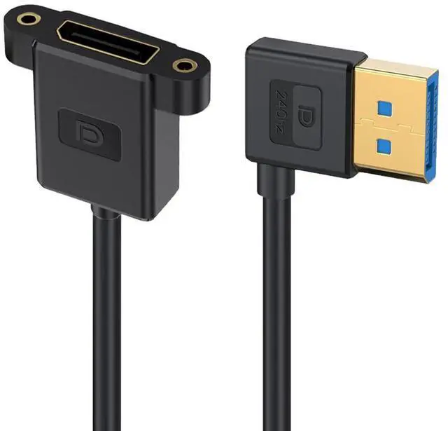 Main image of DisplayPort 1.4 8K 60hz 4K 144hz Ultrafine DP Male to Female Left Angled Extension Cable for Desktop Laptop Monitor Graphics Card 30cm