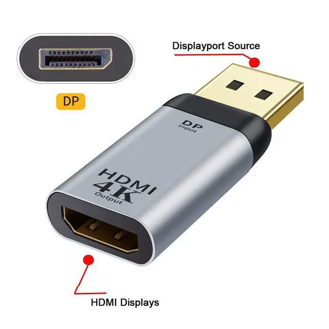 Alt view image 2 of 7 - DisplayPort DP Source to HDMI Sink Displays 4K@60hz Ultra HD Converter Adapter for Laptop HDTV