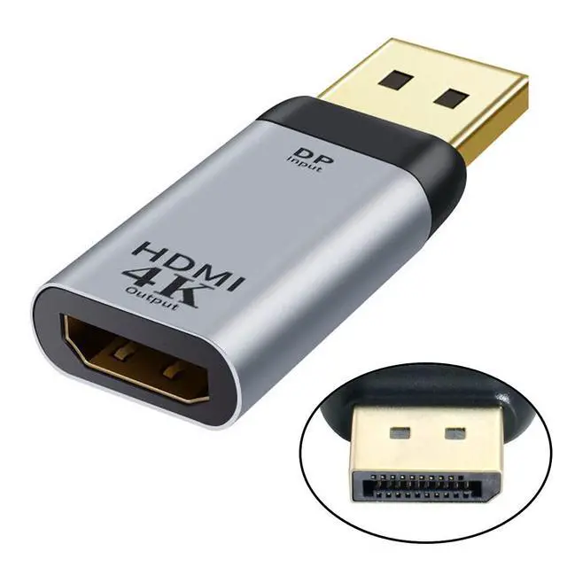Alt view image 7 of 7 - DisplayPort DP Source to HDMI Sink Displays 4K@60hz Ultra HD Converter Adapter for Laptop HDTV
