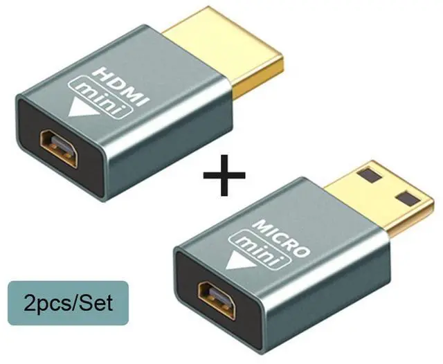 Alt view image 3 of 7 - 2pcs/Set Compatible Micro HDMI Female to Mini Male & HDMI 1.4 Male Adapter 4K@60hz