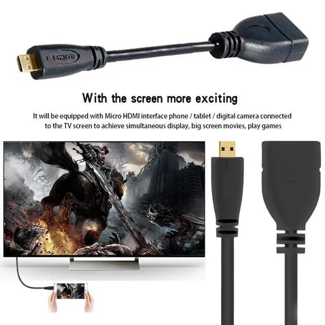 Alt view image 2 of 7 - Micro HDMI Male to HDMI Female Adapter Short Cable 4K 60hz UHD Cord 10cm for Camera Laptop HDTV Monitor