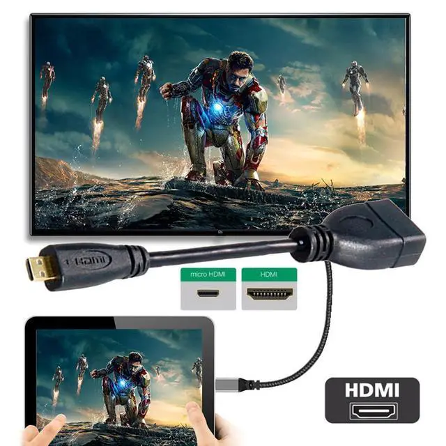 Alt view image 3 of 7 - Micro HDMI Male to HDMI Female Adapter Short Cable 4K 60hz UHD Cord 10cm for Camera Laptop HDTV Monitor