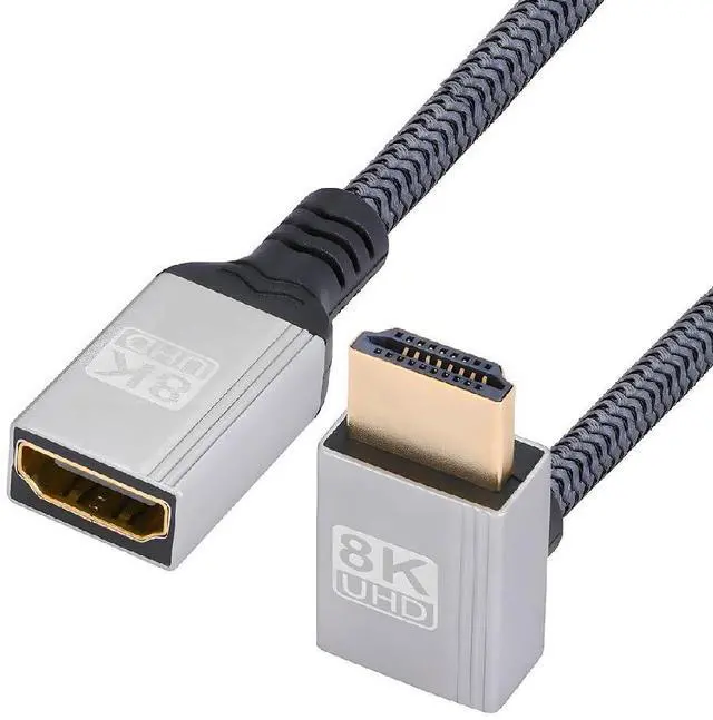 Main image of 8K HDMI 2.1 Type-A Male to HDMI Female Down Angled Extension HDTV Cable for DV Camera Laptop Monitor 15CM