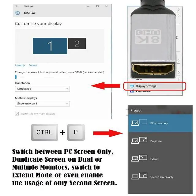 Alt view image 2 of 7 - 8K HDMI 2.1 Type-A Male to HDMI Female Extension HDTV Cable for DV Camera Laptop Monitor 15CM