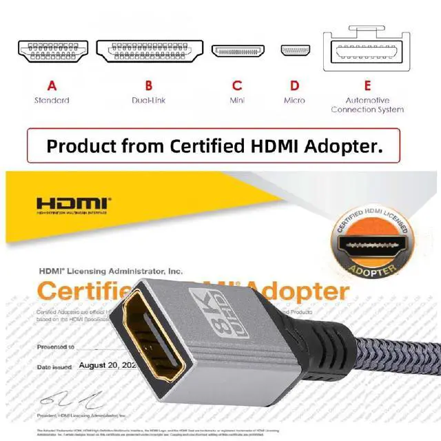 Alt view image 4 of 7 - 8K HDMI 2.1 Type-A Male to HDMI Female Extension HDTV Cable for DV Camera Laptop Monitor 15CM