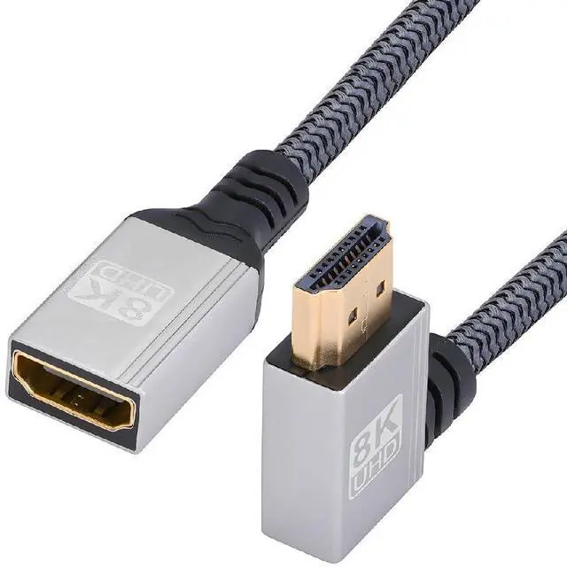 Main image of 8K HDMI 2.1 Type-A Male to HDMI Female Left Angled Extension HDTV Cable for DV Camera Laptop Monitor 15CM