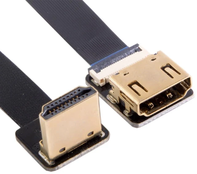 Alt view image 7 of 7 - FPV Down Angled 90 Degree HDMI Male to Female FPC Flat Cable for HDTV Multicopter Aerial Photography 80CM