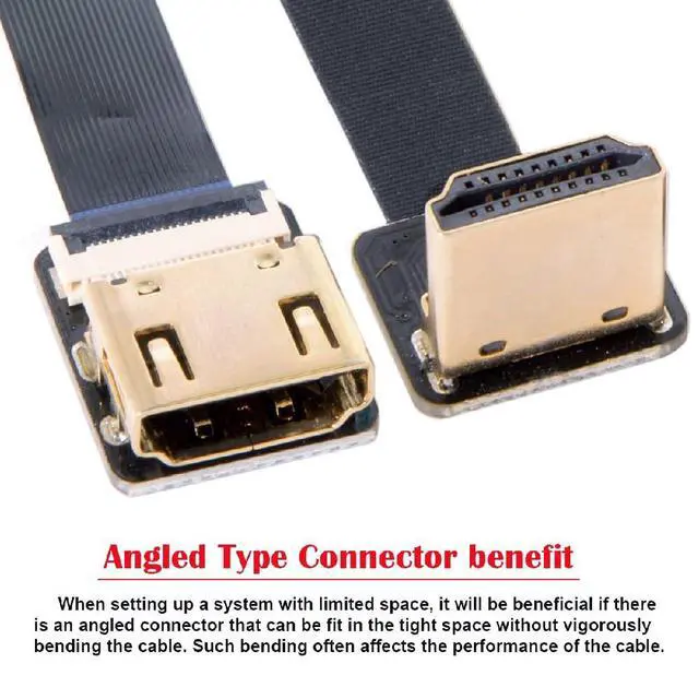Alt view image 2 of 7 - FPV Down Angled 90 Degree HDMI Male to Female FPC Flat Cable for HDTV Multicopter Aerial Photography 80CM